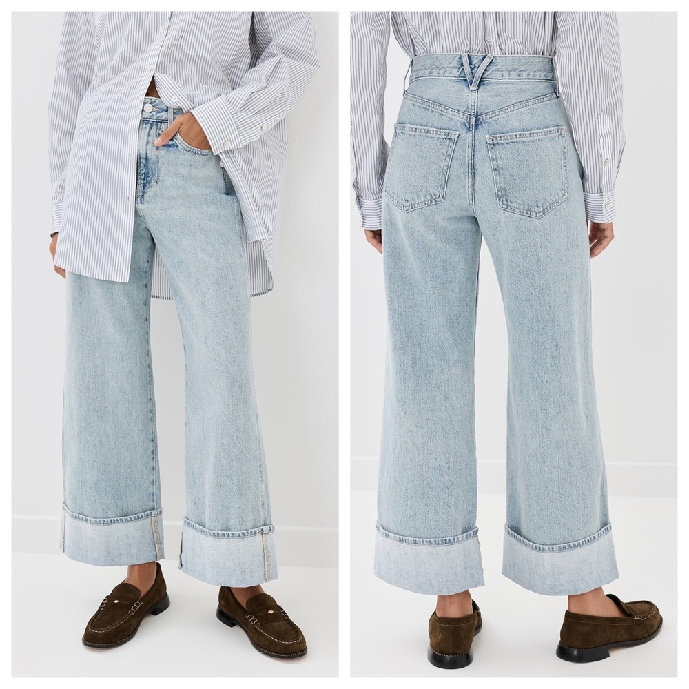 Veronica Beard Taylor Cropped High Rise Wide Leg Jeans Airway Cloud Blue 24
